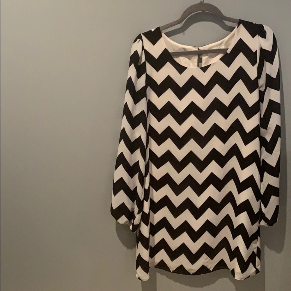 Black and white chevron dress